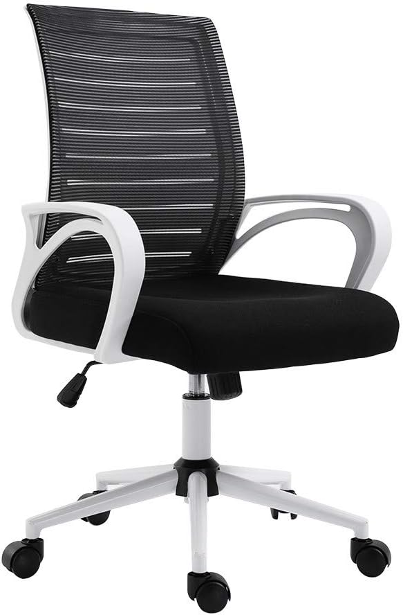 Goddesslili Office Chair, Ergonomic Office Desk Chair 2019 New Adjustable and Mesh Design for Men Women Student Businessmen, Back to School Supplies Gift, White and Black (White)