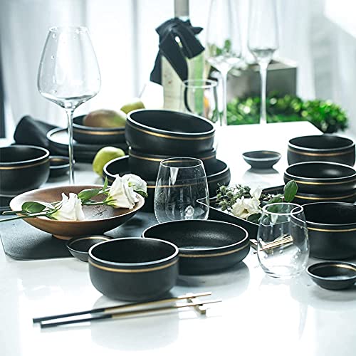 Geschirr Set Geschirr SetKlassisches 21-teiliges Tafelservice, kreatives Porzellan-Geschirrset mit Tellern, Schüsseln und Schüsseln, Tafelservice aus Keramik mit schwarzen und goldenen Seiten für Küc 3 Geschirr Set Geschirr SetKlassisches 21-teiliges Tafelservice, kreatives Porzellan-Geschirrset mit Tellern, Schüsseln und Schüsseln, Tafelservice aus Keramik mit schwarzen und goldenen Seiten für Küc