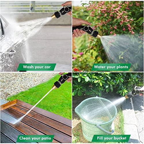 Restmo High Pressure Hose Nozzle Sprayer, Heavy Duty Brass Head, Metal Water Hose Nozzle For Car Washing, Garden Cleaning, Lawn And Plant Watering, Adjustable Thumb Flow Control, 4 Spray Patterns #TOP7