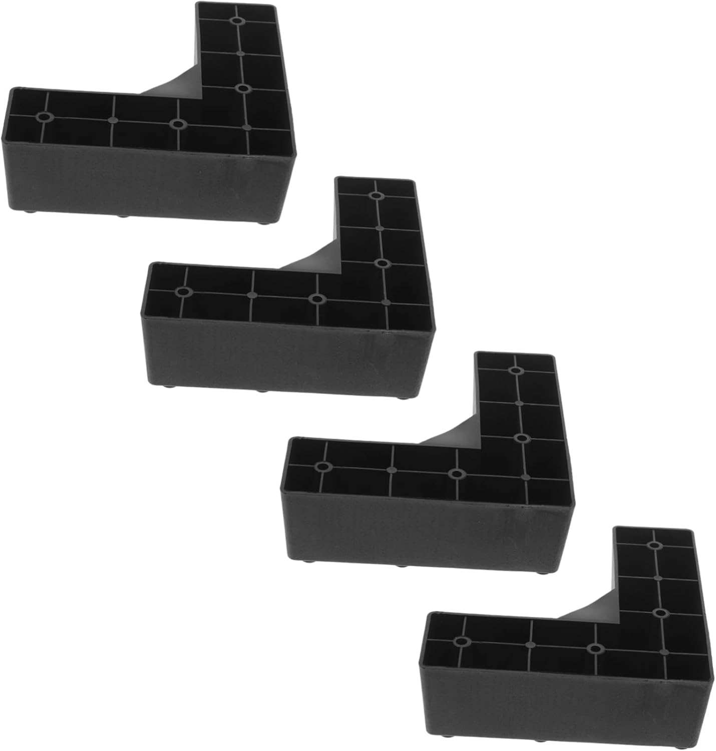 Mikikit 12pcs Black Plastic Sofa Legs Bed Frame Feet Risers Bed Riser Pads for Furniture Easy Install