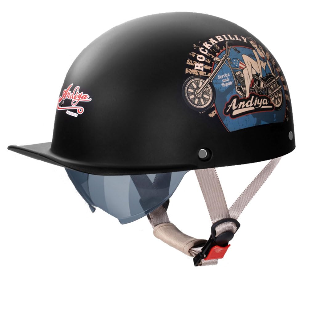 Amazon.com: Motorcycle Retro Open Face Baseball Cap Half