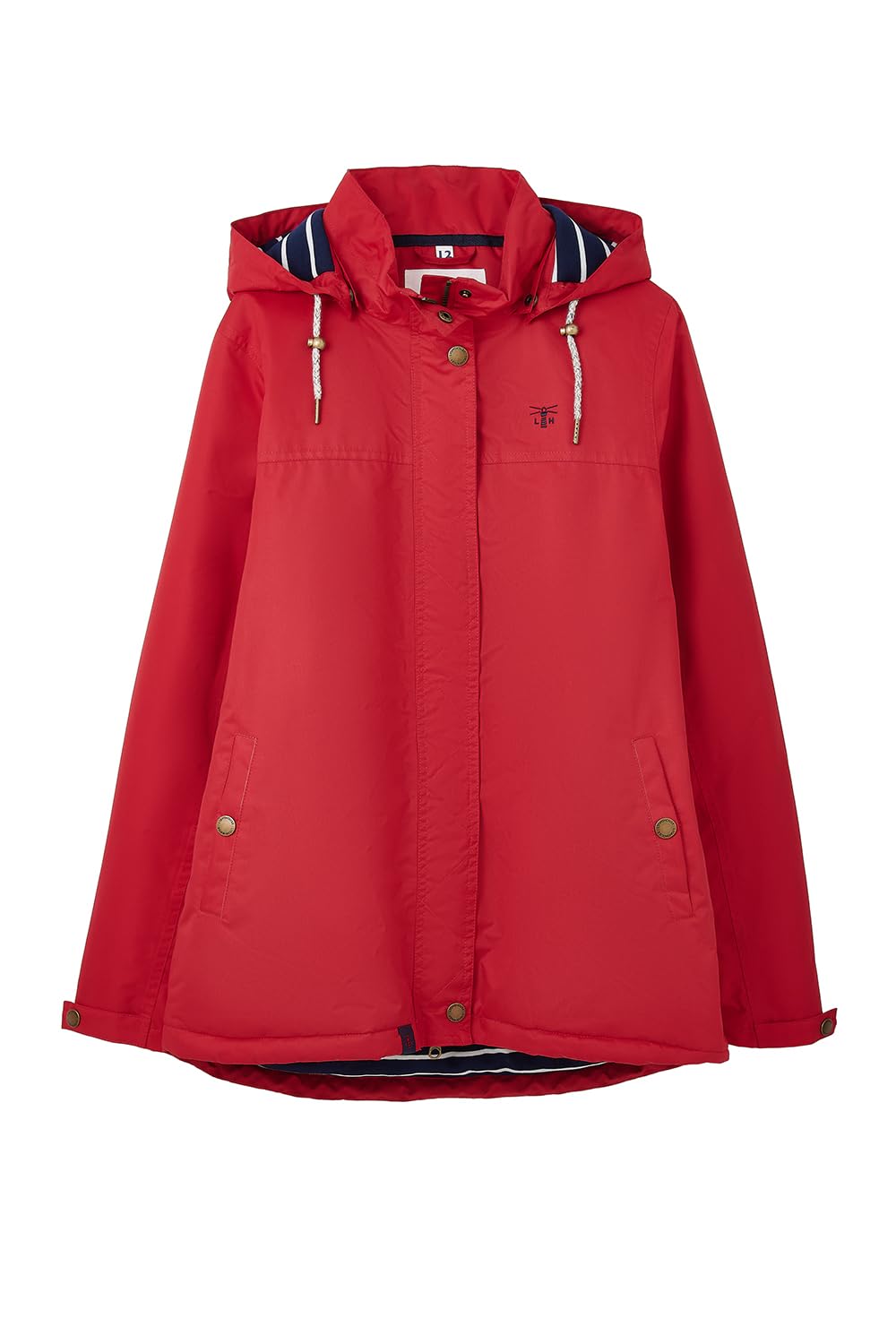 Lighthouse Women's Red Eva Hooded Waterproof Coat - Breathable, Windproof, Mid-Hip Jacket With Insulated Padding - Size 14