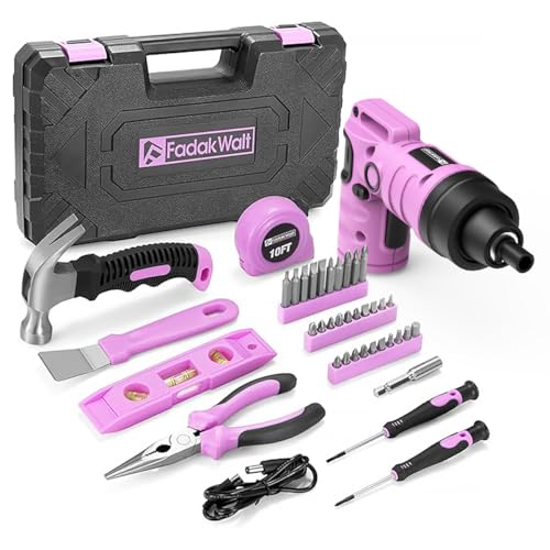 FADAKWALT Destornillador Eléctrico 3,6V, Atornillador Bateria, 40 accesorios, Poignée à deux positions, Atornillador Eléctrico con caja de almacenamiento, Para Reparaciones Domésticas Para Mujeres