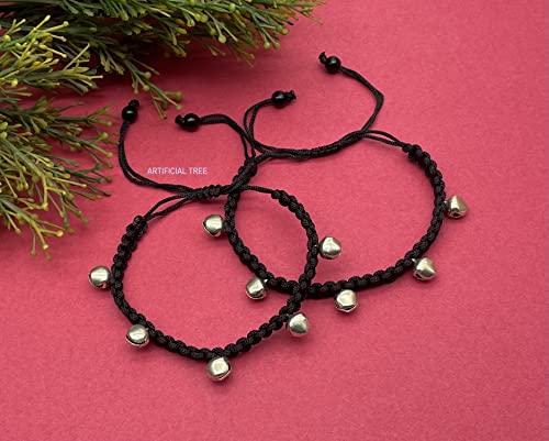 German Silver Ghungroo Charms Thread Adjustable Anklet