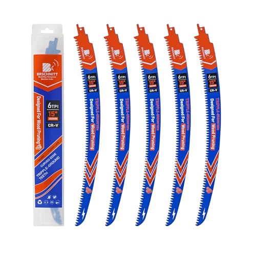 Image of Japanese Teeth Reciprocating Saw Blades 15'' 5PCS - Curved Edge Wood Pruning Saw Blades 6TPI for Tree Trimming,Cr-V Saber Saw Blades Better Wear Resistance for Wood Cutting