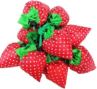 LHKJ 12 Pcs Strawberry Foldable Shopping Bag, with Pouch Shoulder Tote for Outdoor