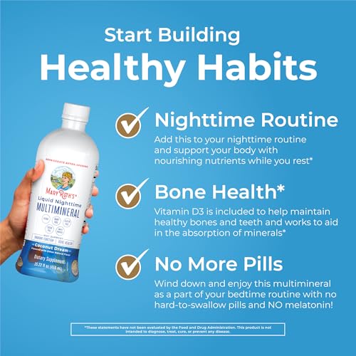 Image of MaryRuth's Liquid Nighttime Multimineral | NO Melatonin | Bedtime Routine | Magnesium Citrate | Calcium | Zinc | Vitamin D3 | Vegan | Sugar Free | Gluten Free | 15.22 Oz
