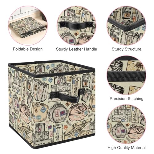Boîte de rangement pliable en tissu cube avec poignées pour vêtements - 5