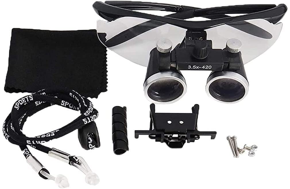 SaryEdge Magnifying Glasses Dental Loupes, Head MountLighted Magnifying Glasses, Operation Loupe Dental Loupes Binocular Magnifier 2.5X / 3.5X Magnific,