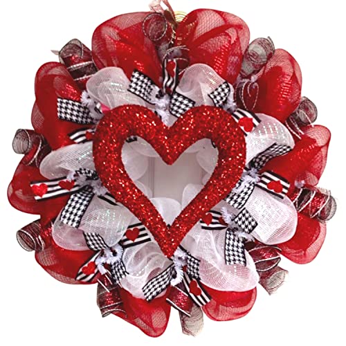 Luxury Handmade Valentine's Day Deco Mesh Wreath – “Glittering Red