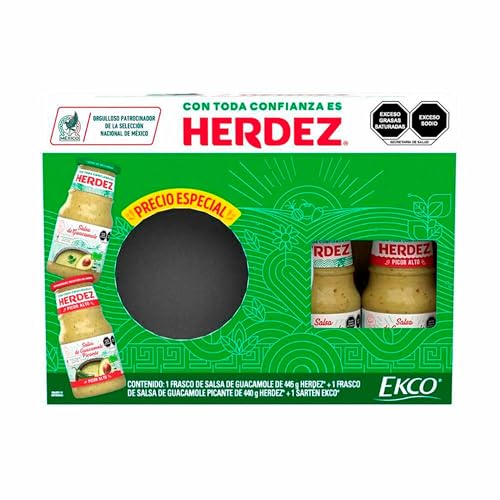 Kit 1 frasco de salsa Herdez guacamole 445 g + 1 frasco de salsa Herdez guacamole picante 440 g + 1 sarten de ekco