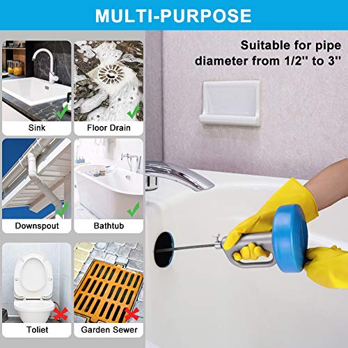 Plumbing Snake Sink Drain Auger, 25 Ft Drain Clog Remover Pipe Snake, Professional Snake Cleaner For Bathtub Drain, Kitchen Sink, Sewer, With Gloves And 5 Pack Plastic Hair Snake - Thumbnail 7