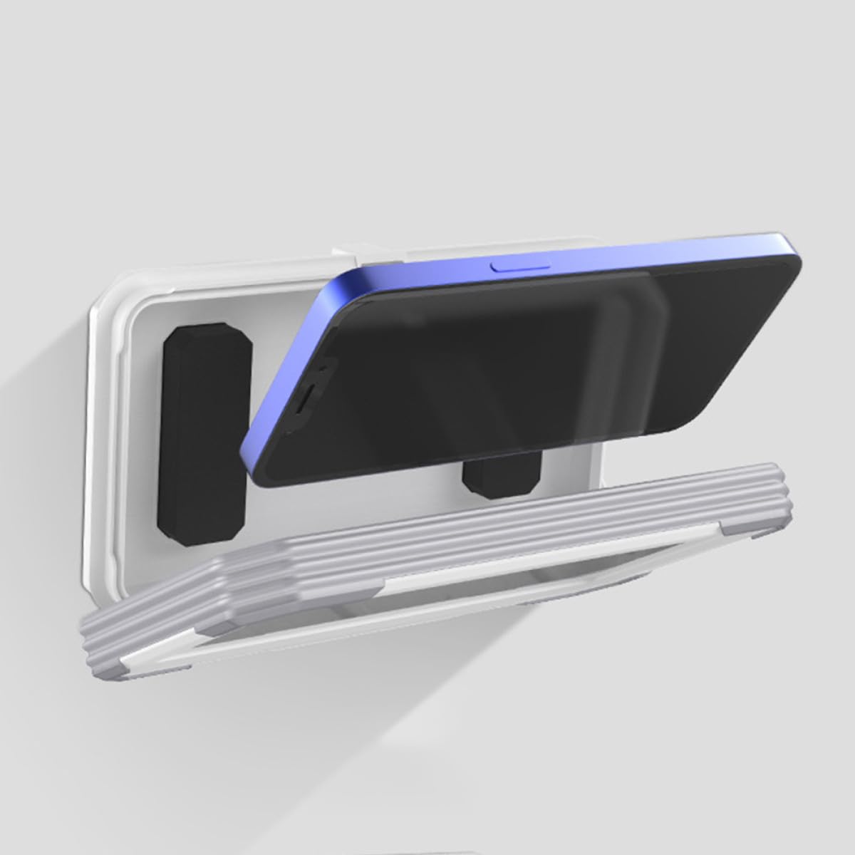 Soporte para Teléfono de Ducha de Plástico Blanco Rotación 360° para Baño, Montaje en Pared, Adecuado para Ver Contenido en Modo Horizontal o Vertical