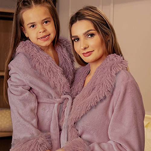 Roupão Flannel Luxus Gola Xale de Plumas Adulto - Appel - M