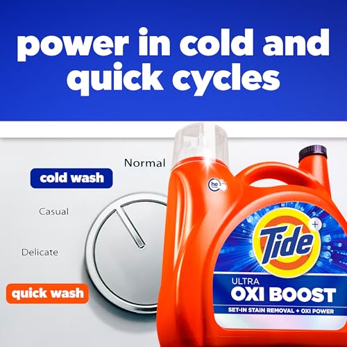 Tide Ultra Oxi Boost Liquid Laundry Detergent, 148 fl oz, 105 Loads, Advanced Stain Remover with Extra Oxi Power - image 8