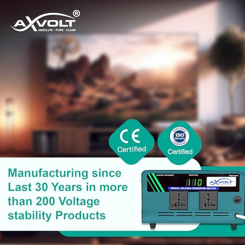 Image of Axvolt Elite 1500W Step-Down Voltage Converter | 220V-240V to 110V-120V Heavy-Duty Transformer | Digital Display & Thermal Reset Protection | Universal Socket for US & Japan Appliances in India