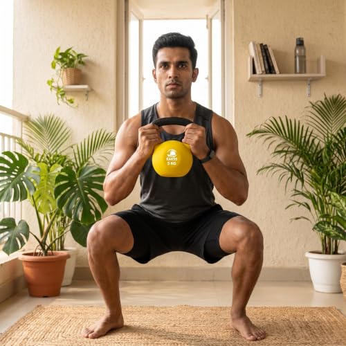 Image of Kakss Half Coating Neoprene Kettlebell (Yellow, 8 KG)