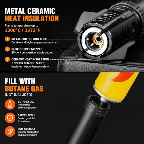 Encendedor antorcha extensible con llama ajustable y cierre de seguridad miniatura 3