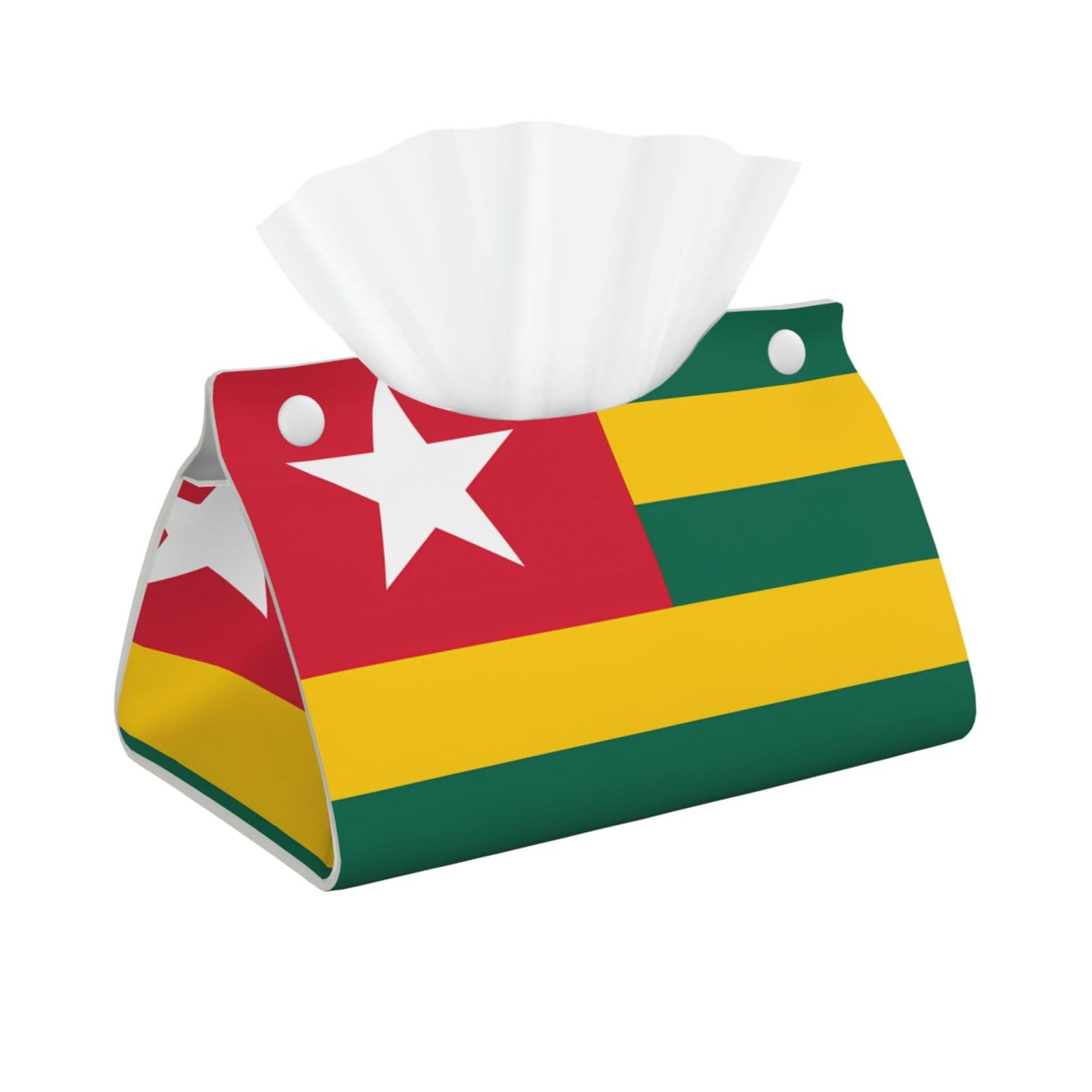 Flag of Togo Long Leather Tissue Box Cover-Waterproof PU Leather Tissue Holder for Bathroom, Decorative Rectangular Tissue Case