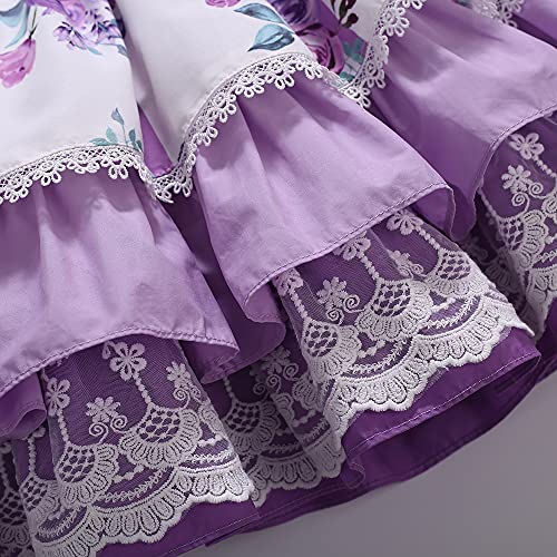 Pettigirl Girl Elegant Purple Spring Floral Ruffle Lace Clothes Kid Toddler Lovely Pageant Party Wedding Boutique Dress4