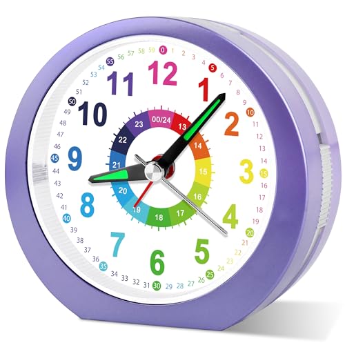 DTKID Wecker Kinder Kinderwecker Ohne Ticken mit Snooze und Nachtlicht Analoger Wecker für Jungen und Mädchen Lernwecker Kinder Batteriebetrieben