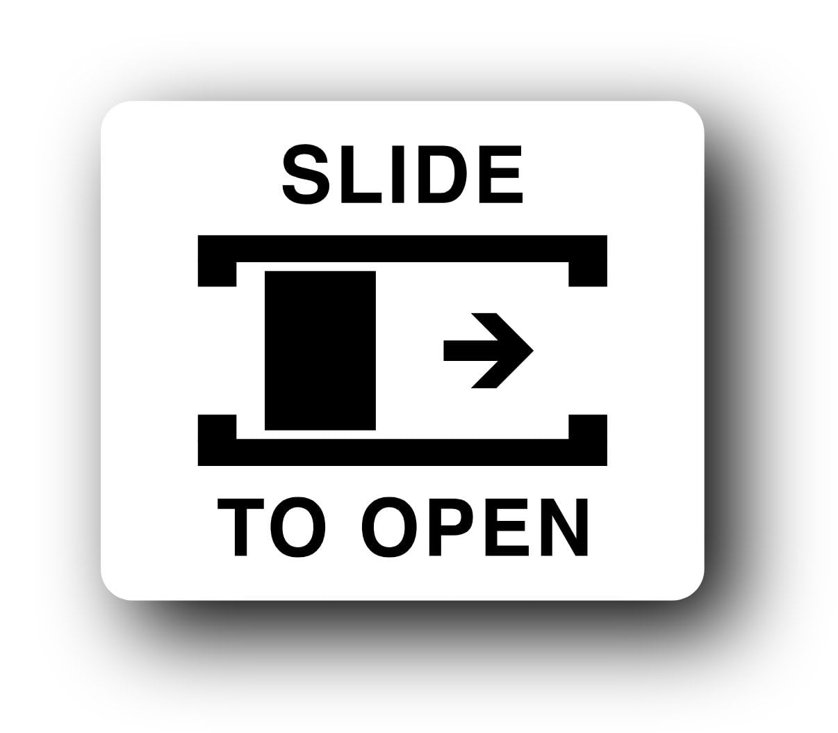 Slide to open instruction Sign – 11.0x9.5cm Brushed Aluminium