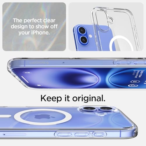 Image of Spigen Ultra Hybrid MagFit Back Cover Case Compatible with iPhone 16 (TPU + Poly Carbonate | White)
