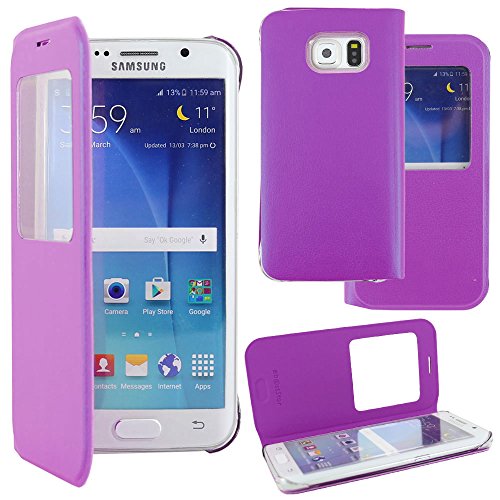 ebestStar - Cover Compatibile con Samsung S6 Edge + Galaxy SM-G928F Edge Plus Custodia Portafoglio Protezione Libro Flip con Finestra View, Viola [Apparecchio: 154.4 x 75.8 x 6.9mm, 5.7'']