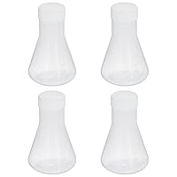 Vista 1 de PATIKIL Erlenmeyer - Frasco de plástico de 1.7 fl oz con tapas de rosca, paquete de 4 frascos cónicos de boca estrecha para laboratorio, transparente
