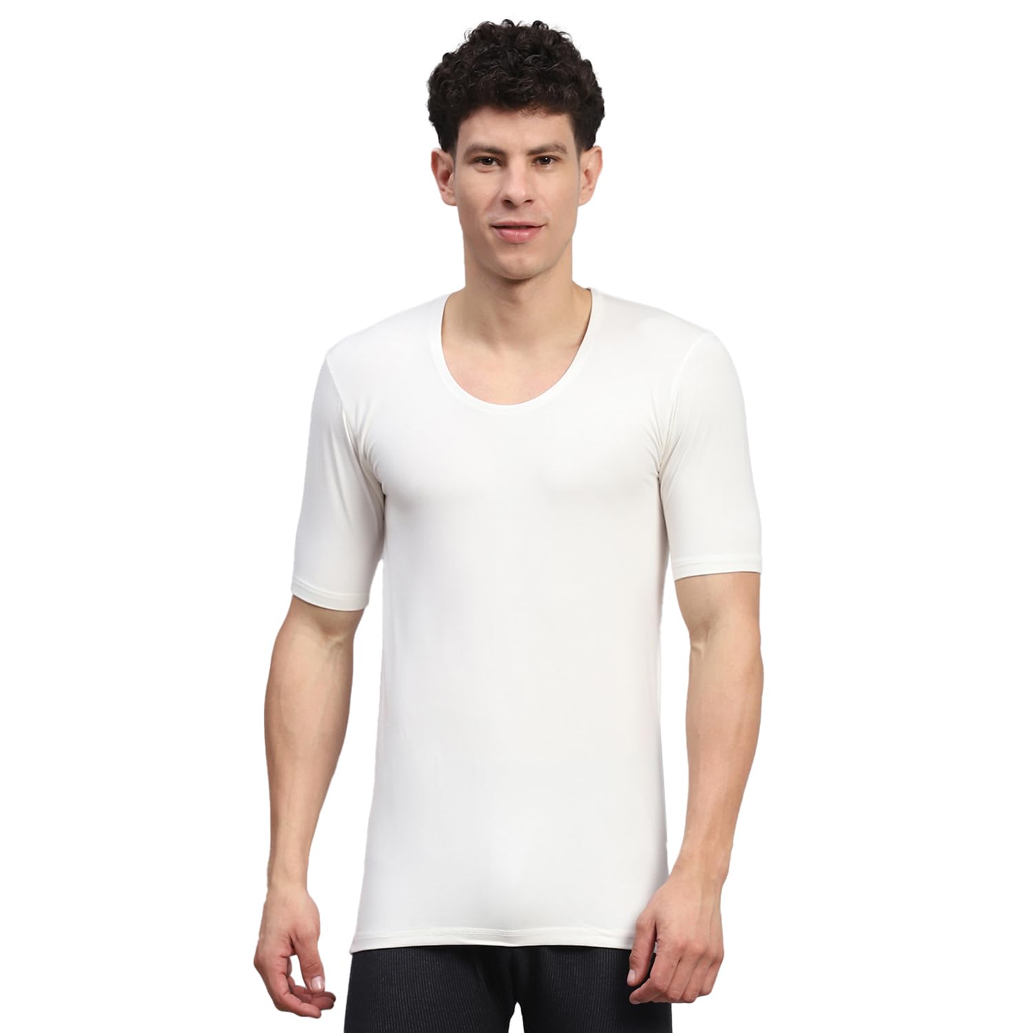 mens solid round neck half sleeve thermal vest (6240sm2)