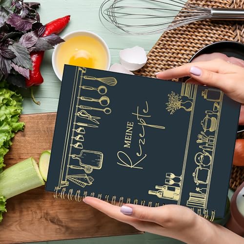 BIROYAL Rezeptbuch zum Selberschreiben A5, Kochbuch Selbst Schreiben, Rezeptbuch für 100 Lieblingsrezepte, Kochbuch zum Selberschreiben, Recipe Book Backbuch Schreiben, Rezepte Buch zum Ausfüllen