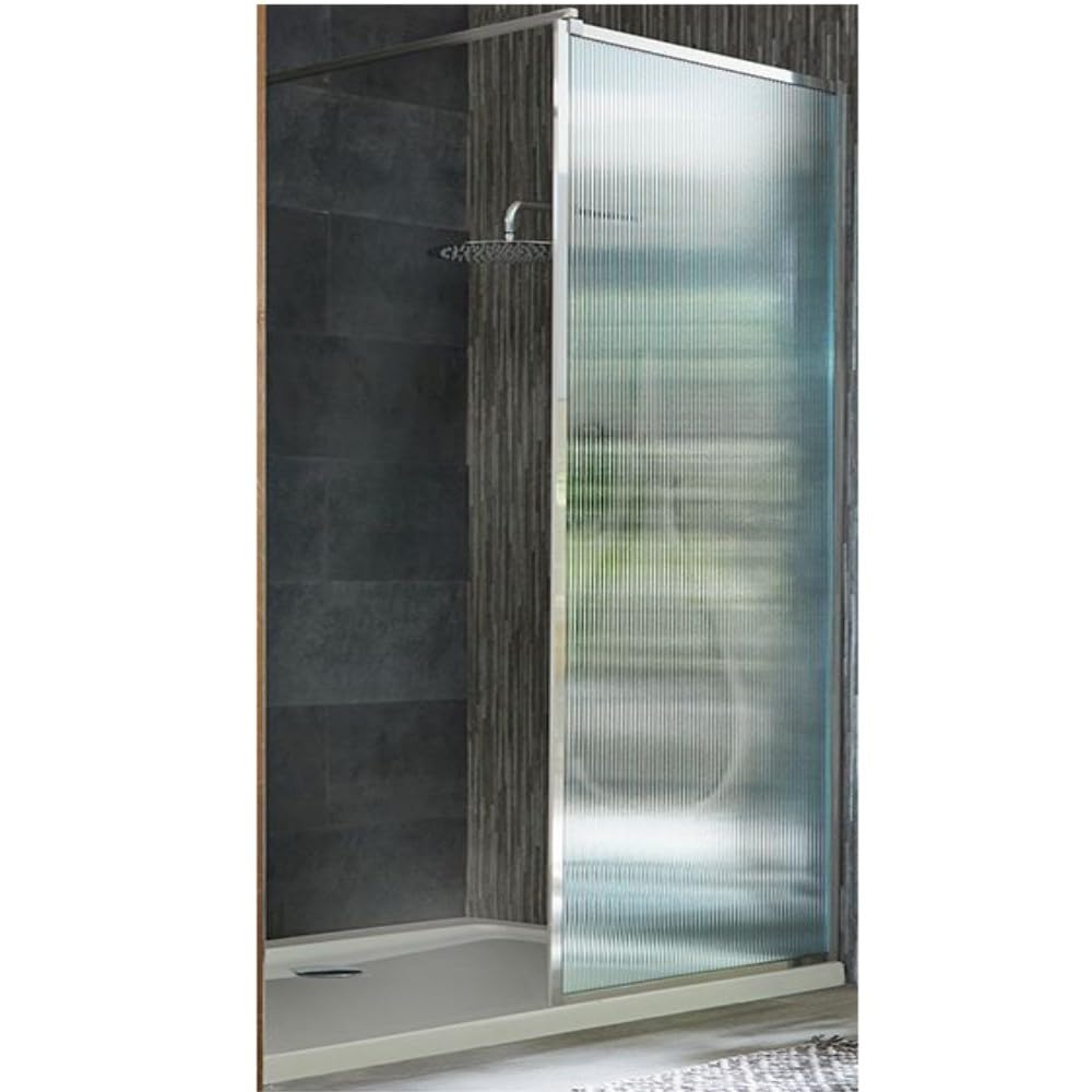 Milano White Florence Chrome Fluted Glass Framed Shower Enclosure Tray - 1500Mm X 800Mm
