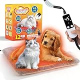 【鉄壁の安心防護・恒温技術・冬の必須品】ペット用ホットカーペット 45x45CM ペット用ヒーター 猫 犬 小動物 ホットマット ペットヒーターマット 20-65℃温度調節 12時間タイマー機能 鉄製噛みつき防止管 噛みつき防止 ペット過熱パッド コントローラー前回設定記憶 二重螺旋発熱線 異常過熱防止センサー PSE認証済 IP67 防水難燃 カバー洗濯可能 取扱説明書付 (グレー)