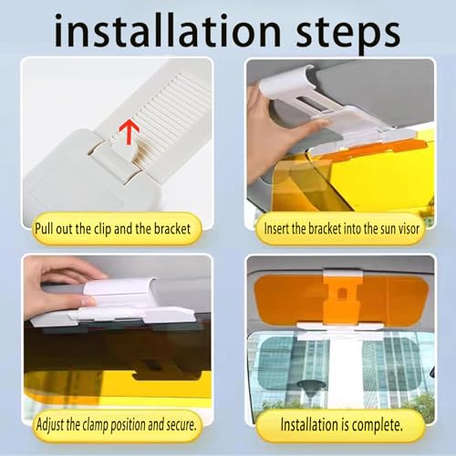 Qiyue QIYUE071808 Sun Visor For Car - Day And Night Anti Glare Visor Universal Anti,Glare Polarized Sun Visor Extender Easy To Install Car Visor Extension Protect From Glare/Uv Ray/Stray Light thumb #3