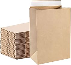 [10 pieces/M size] Courier Paper Bag Medium Size Packing Paper Bag Yu Packet Shipping Square Bottom Bag Courier Bag Plain Kraft 4.2 oz (120 g) Unbleached Brown Shipping Paper Bag with Wide Gusset Tape