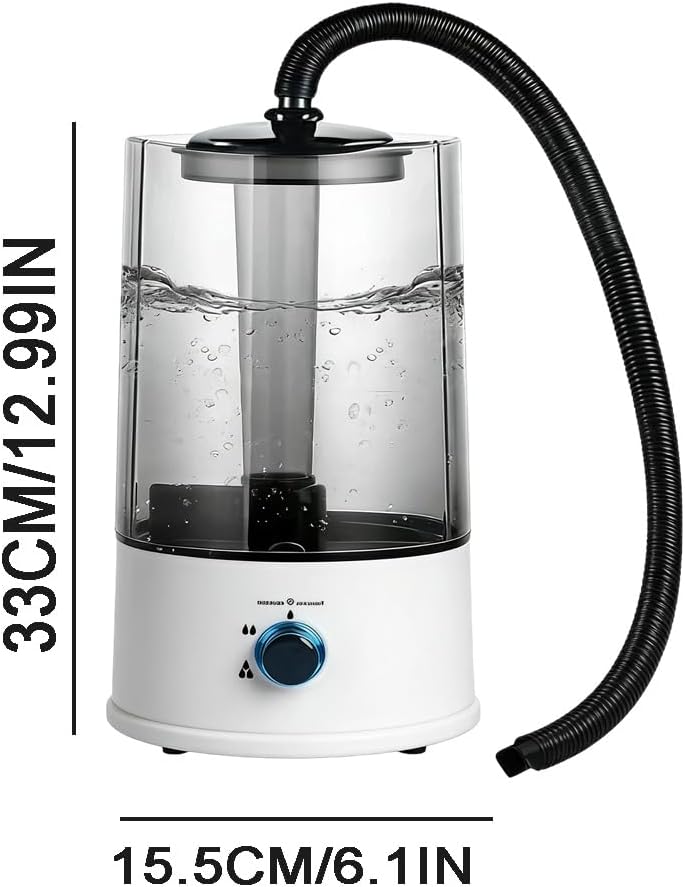 Reptile Humidifier Fogger, 4L Large Capacity Cool Mist Maker, Reptile Fogger with Tank Cool, Quiet Automatic Mister with Adjustable Hose Auto Shut-Off for Terrarium Gecko Snake Turtle Lizard (White)