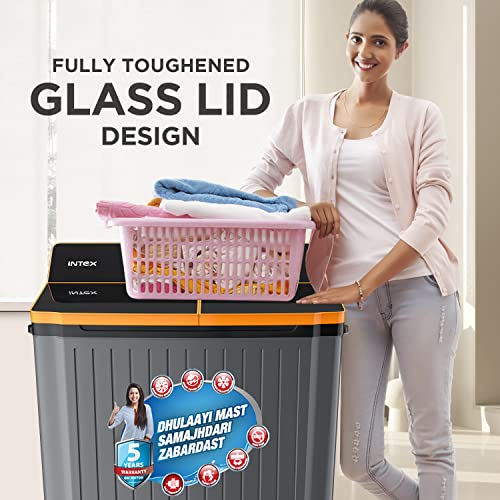 Image of Intex Top Loading Washing Machine 8 KG Semi Automatic ( Tricolor, 8.0 kg, Full Glass Lid, SA80BLFG)