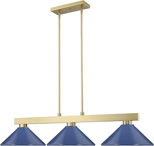 Miniatura 7 de Z-Lite 152BN-MNB - Colgante de cobalto, 3 luces, 300 vatios totales, níquel cepillado