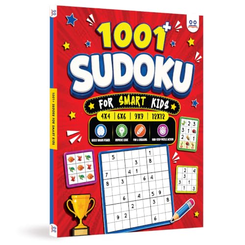 Image of Sudoku Book for Kids | 1001+ Sudoku Puzzle Book for Kids & Adults | Brain Booster Activity Book - 4x4, 6x6, 9x9 & 12x12 Levels | Ages 8+ Years | Two Brothers Publications