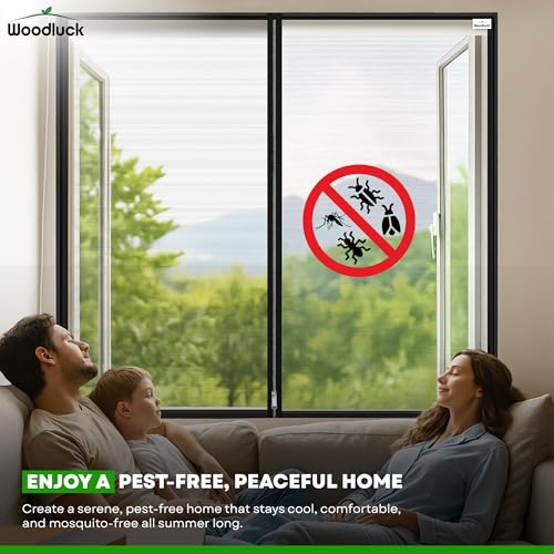 Image of Woodluck Zipper Mosquito Net for Window | Height 120cm x Width 90 cm | Color-Black | Customizable Easy Install Mesh Screen with Double Zipper Hook | Window Net Protect Home from Mosquitoes & Insects