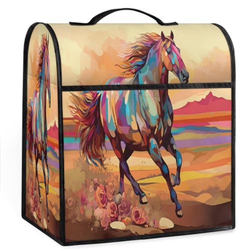 Coffee Maker Cover Colorful Horse Kitchen Appliance Covers Small Appliance Covers Blender Cover Juicer Cover Dust Covers for Kitchen Appliances with Top Handle and Pockets,Washable,B226