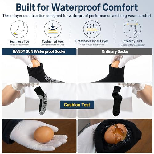 Image of RANDY SUN Waterproof Breathable Socks, [SGS Certified] Unisex Novelty Skiing Trekking Hiking Wading Trail Socks