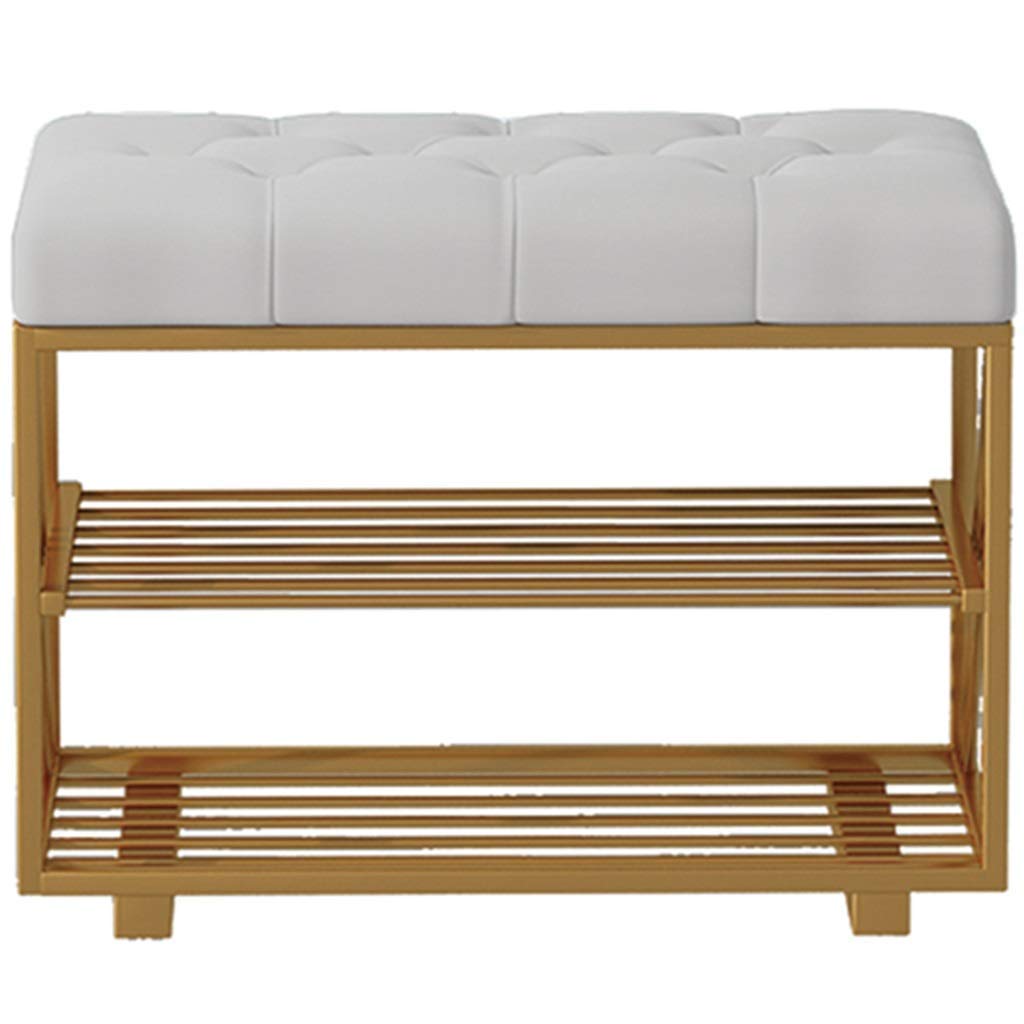 Nordycka minimalistyczna dwuwarstwowa ławka na buty i stołek do przewijania z flanelową poduszką kute żelazo meble wejściowe uniwersalna sofa ławka do dekoracji domu