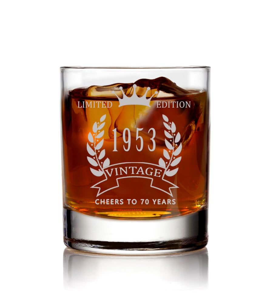 Krezy Case Scotch Glass, Snifter Glass, Birthday Scotch Glass, Scotch Glass For him, Age to Perfaction Glass,CHEERS TO 70 YEARS