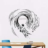 Einfach und praktisch guijiumai Surfer Auf Wellen 3D Wandtattoos Surfen Vinyl Aufkleber Wohnheim Sport Club Teen Room Badezimmer Kunst Dekoration Wandbilder 104X100 cm