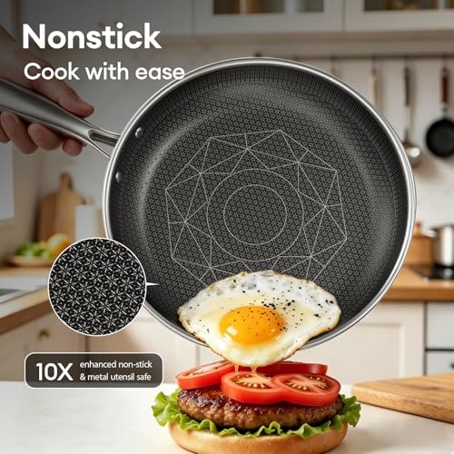 Image of COOKER KING Stainless Steel Cookware Set, 11 Pcs Pots and Pans Set, Hybrid Ceramic Cookware,Non-Stick Frying Pans, Saucepans, Saute Pan & Stock Pot, Non-Toxic, Oven Safe, Induction Compatible