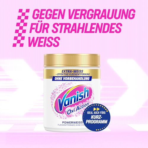 Vanish Oxi Action Powerweiss Fleckenentferner Pulver – 1 x 1,125 kg – entfernt Flecken auch ohne Vorbehandlung, sogar im Kurzprogramm 4