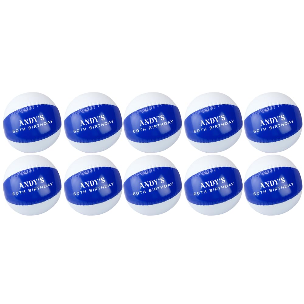 GiftsinaJiffy Personalised Inflatable Beach Balls, Custom Name Pool Party Balls 22cm, Summer Party Favours for Kids & Adults, Hen Party, Birthday, Holiday & Bulk Beach Accessories (Blue)