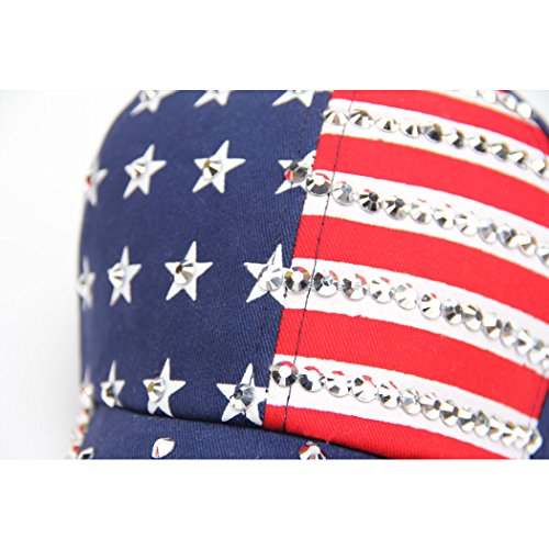Image of Adjustable Women Men Bling Rhinestone Denim Baseball Cap Hat