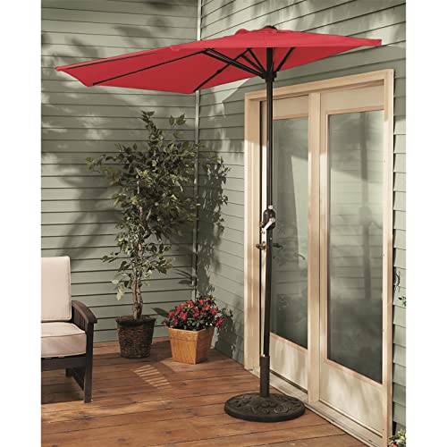 CASTLECREEK Half Round Patio Umbrella, Outdoor, Garden, Deck, Balcony Shade 8 Feet Red